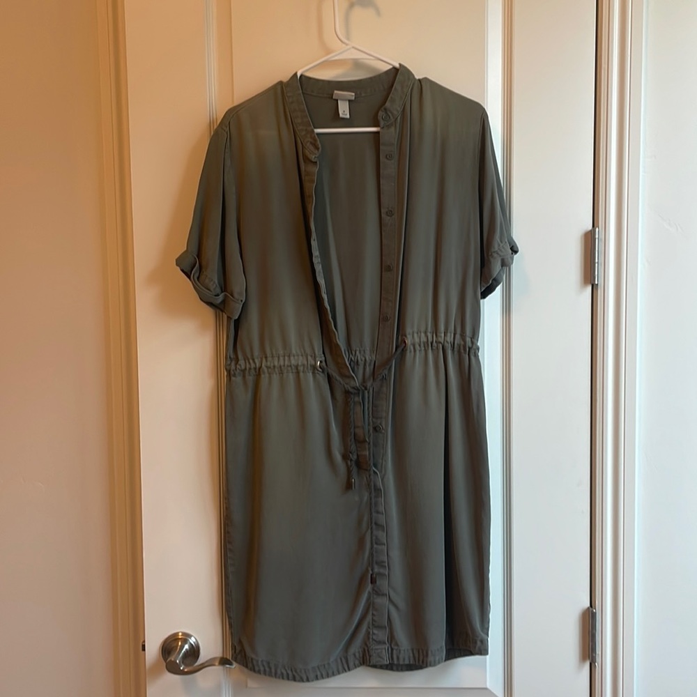 Green Target Button Dress